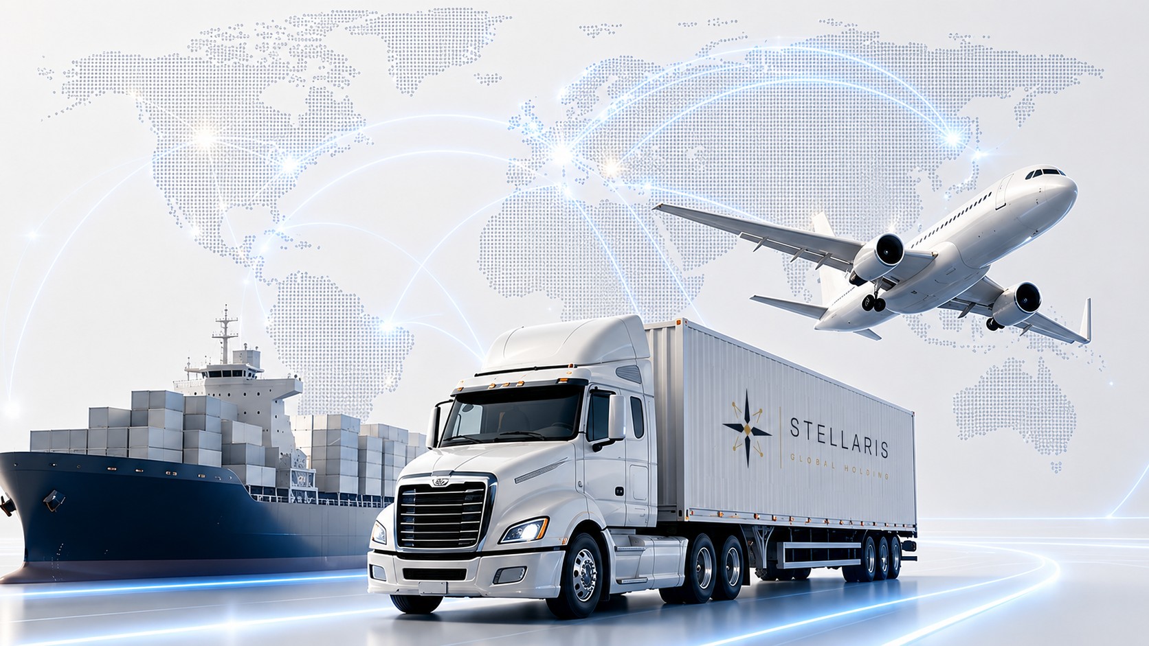 Red logística global de Stellaris con transporte aéreo, marítimo y terrestre